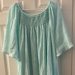 Smocked Crinkle Cotton Gown